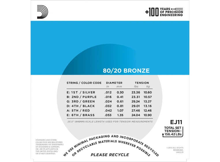 D'Addario EJ11 Bronze 80/20 (012-053) 